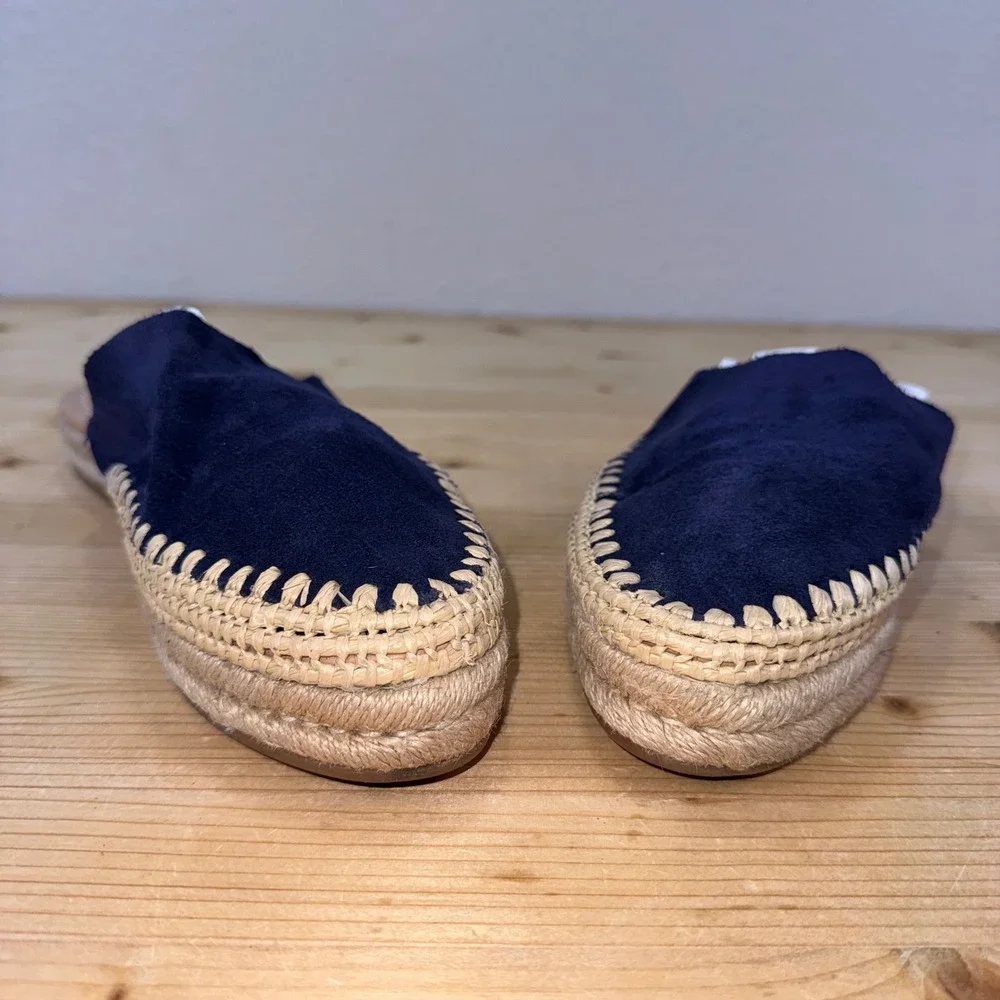 Sam Edelman Austin Navy Suede Espadrille Mules Slip-On Loafers‎ Size 8.5